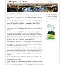 Springwater Center: Meditation at Springwater Center