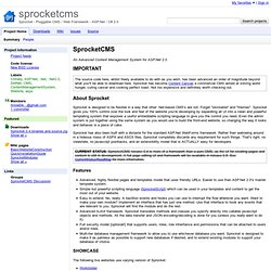 sprocketcms - Sprocket - Pluggable CMS / Web Framework - ASP.Net / C# 2.0