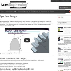 Spur Gear Design ~ Learn Engineering
