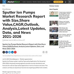 Sputter Ion Pumps Market Research Report with Size,Share Value,CAGR,Outlook, Analysis,Latest Updates, Data, and News 2021-2026