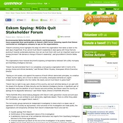 Eskom Spying: NGOs Quit Stakeholder Forum