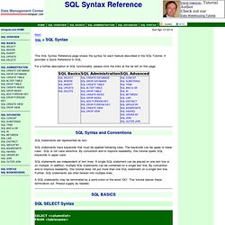 SQL Syntax Reference