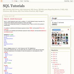 SQL Tutorials: SQL IF...ELSE Statement