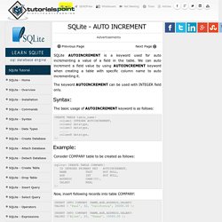 SQLite - AUTO INCREMENT