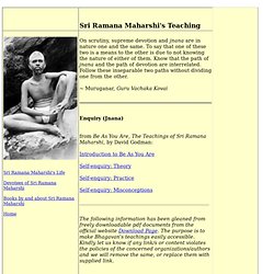 Sri Ramana Maharshi's Teaching