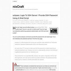 sshpass: Login To SSH Server / Provide SSH Password Using A Shell Script