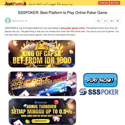 SSSPOKER: Best Platform to Play Online Poker Game