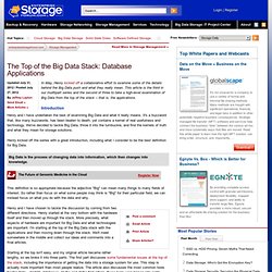 The Top of the Big Data Stack Database Applications - EnterpriseStorageForum