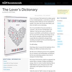 The Staff Recommends: The Lover’s Dictionary
