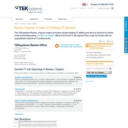 Visit TEKsystems Reston, Virginia Office Location for Reston area IT services and IT staffing.