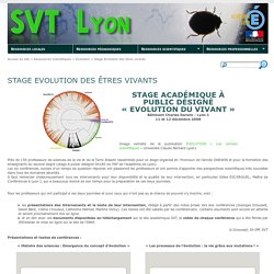 Stage Evolution des êtres vivants - SVT Lyon