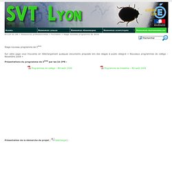 Stage nouveau programme de 3ème - SVT Lyon