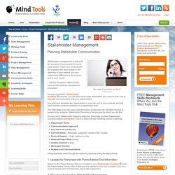 Stakeholder Management - Project Management Tools from MindTools.com