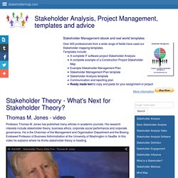 Stakeholder Theory - Thomas M. Jones on what's next?