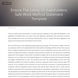 Ensure The Safety Of Stakeholders: Safe Work Method Statement Template