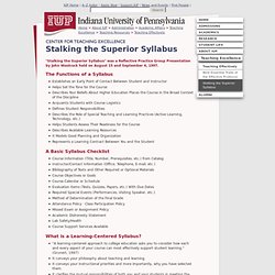 Stalking the Superior Syllabus - Teaching Excellence