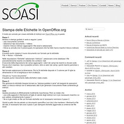 Stampa delle Etichette In OpenOffice.org