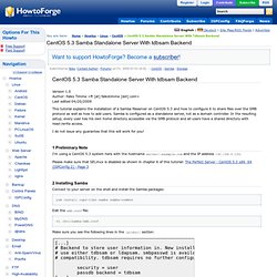 CentOS 5.3 Samba Standalone Server With tdbsam Backend