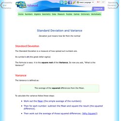 Standard Deviation and Variance