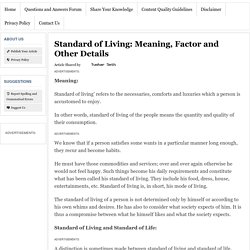 Standard of Living: Meaning, Factor and Other Details