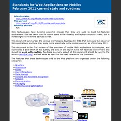 Mobile Web Applications standards: February 2011 current state and roadmap