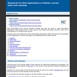 Standards for Web Applications on Mobile: current state and roadmap (August 2012)