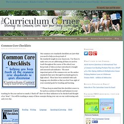 Common Core State Standards Checklists for the Classroom