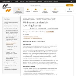Minimum standards in rooming houses - Consumer Affairs Victoria