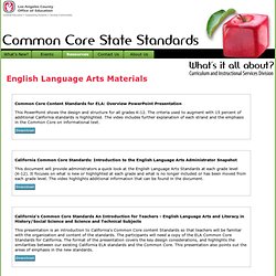 Common Core State Standards - English Language Arts Materials