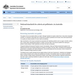 National standards for criteria air pollutants in Australia - Air quality fact sheet