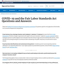 COVID-19 and the Fair Labor Standards Act Questions and Answers