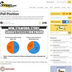 Stanford Study Proves Election Fraud through Exit Poll Discrepancies