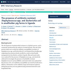 BMC VETERINARY RESEARCH 18/01/21 The presence of antibiotic-resistant Staphylococcus spp. and Escherichia coli in smallholder pig farms in Uganda