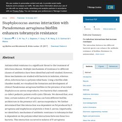 NATURE 19/10/17 Staphylococcus aureus interaction with Pseudomonas aeruginosa biofilm enhances tobramycin resistance