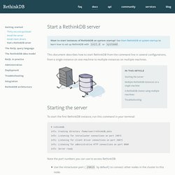 Start a RethinkDB server - RethinkDB