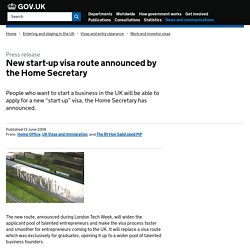 New start-up visa route announced by the Home Secretary
