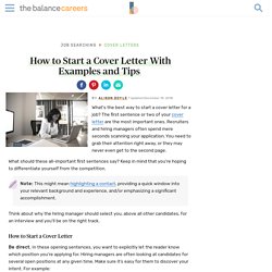 How to Start a Cover Letter With Examples and Tips