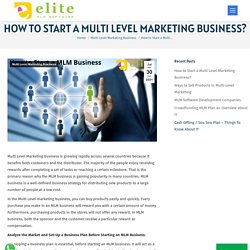 How to a Start Multi level Marketing Business - Elite MLM