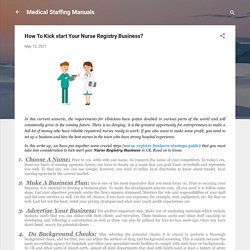 How To Kick start Your Nurse Registry Business?