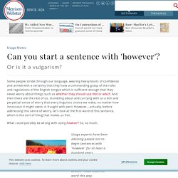 Can You Start A Sentence With 'however'?