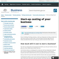 Start-up costing of your business