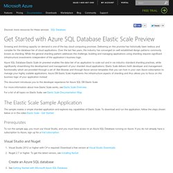 Get Started with Azure SQL Database Elastic Scale