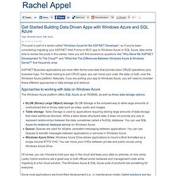 Get Started Building Data Driven Apps with Windows Azure and SQL Azure-Rachel Appel on Software Development