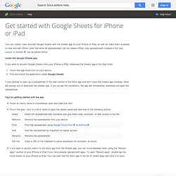 Get started with Google Sheets for iPhone or iPad - Docs editors Help