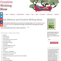 Poem Starters and Creative Writing Ideas - StumbleUpon