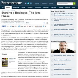 Starting a Business: The Idea Phase