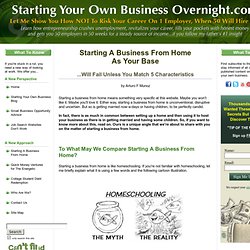Starting A Business From Home Base