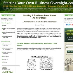 Starting A Business From Home Base