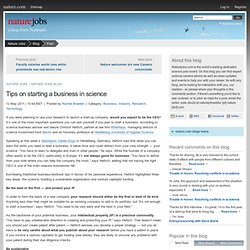 Naturejobs (2011):Tips on starting a business in science