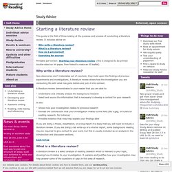 Starting a literature review - University of Reading